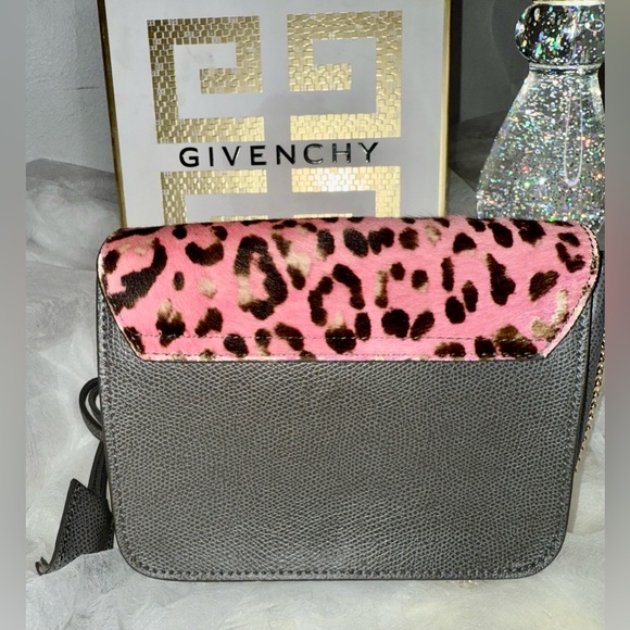 Furla pony hair Pink Leopard and Gray Crossbody Bag with lock and key. - Picture 8 of 10
